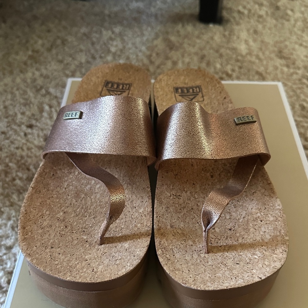 Reef Metallic Rose Slide Sandals